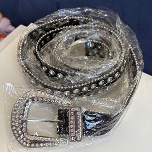 Elegant Black Rhinestone Belt